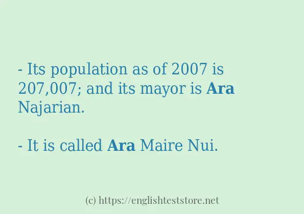 In-sentence examples of ara