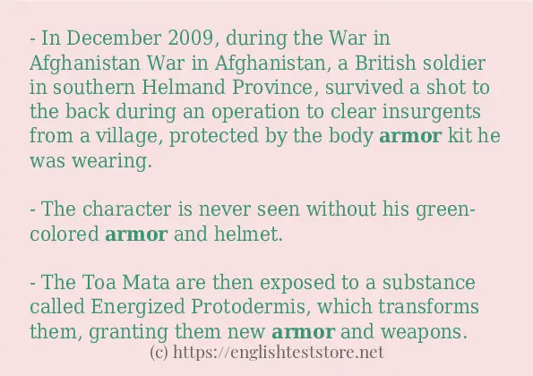 In-sentence examples of armor