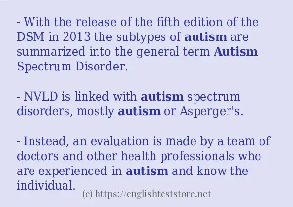 In-sentence examples of autism