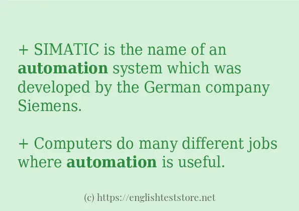 In-sentence examples of automation