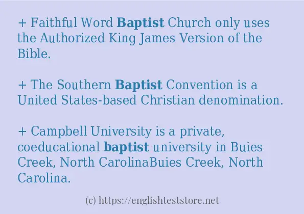 In-sentence examples of baptist