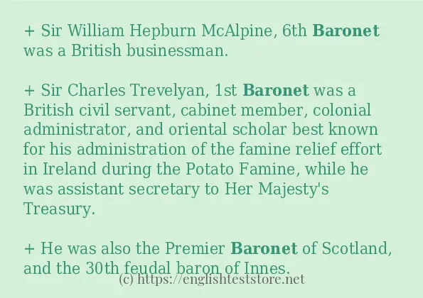 In-sentence examples of baronet