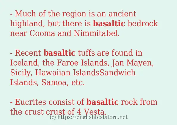 In sentence examples of basaltic