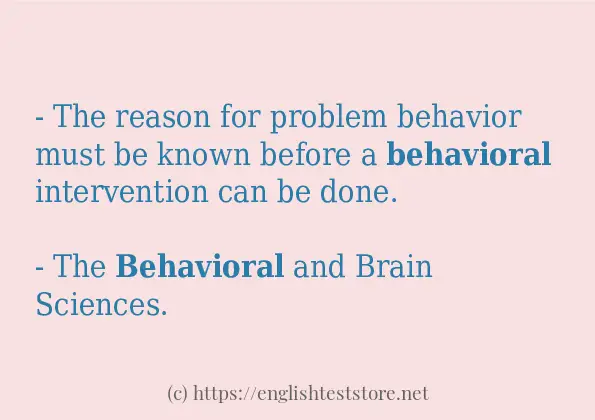 In-sentence examples of behavioral