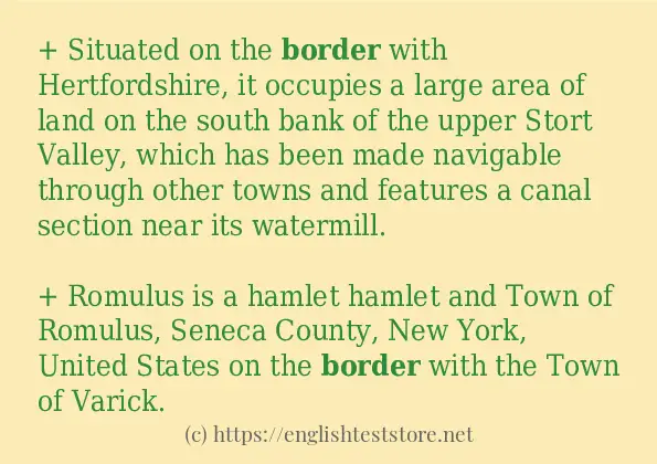 In sentence examples of border