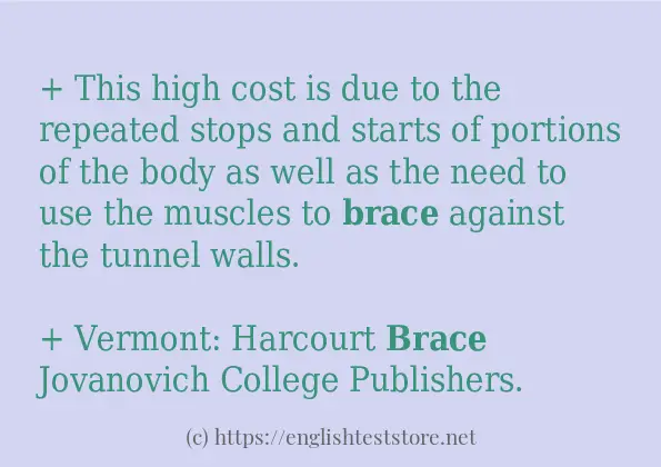 In sentence examples of brace