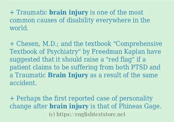 In sentence examples of brain injury