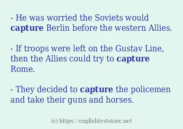 In sentence examples of capture