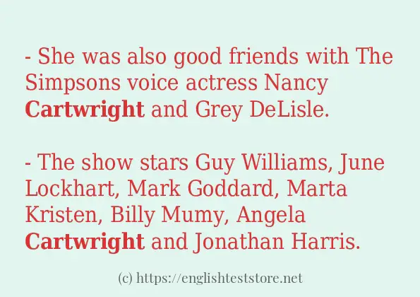 In sentence examples of cartwright
