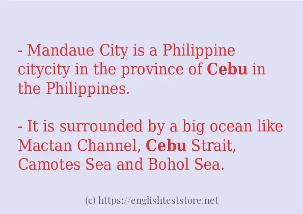 In sentence examples of cebu