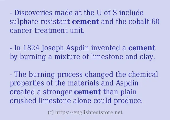 In-sentence examples of cement