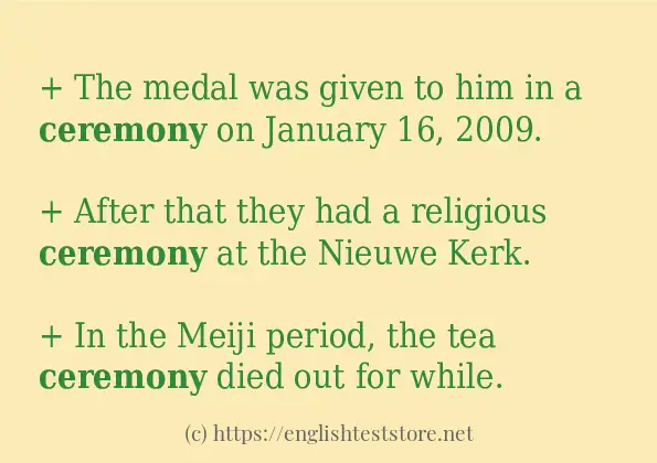 In-sentence examples of ceremony