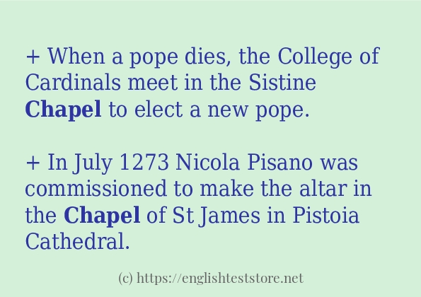 In sentence examples of chapel In sentence examples of chapel