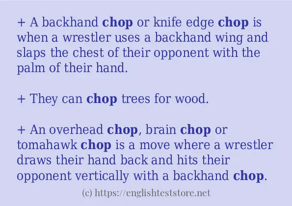 In sentence examples of chop