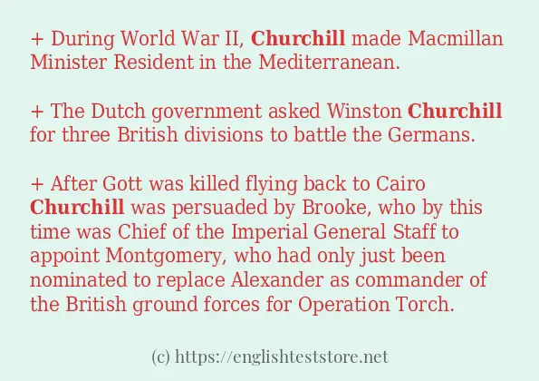 In sentence examples of churchill