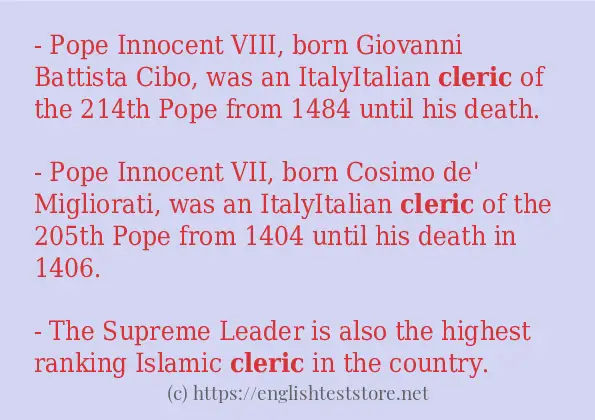 In-sentence examples of cleric