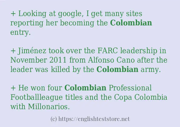 In-sentence examples of colombian