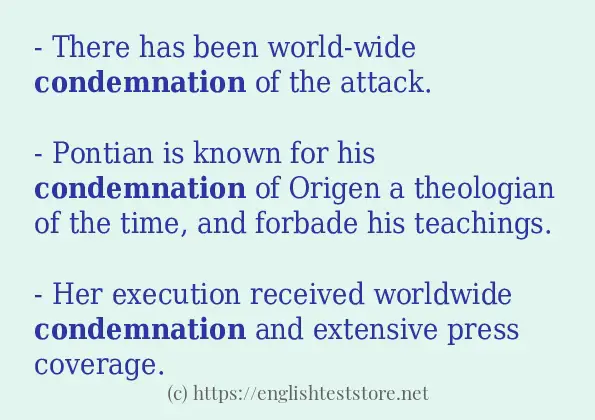 In-sentence examples of condemnation