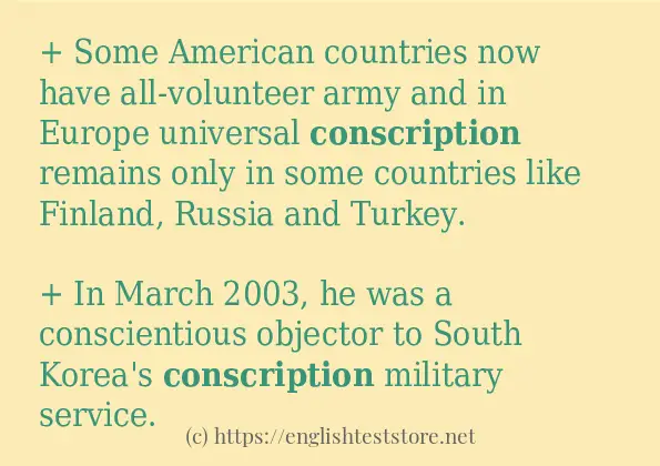 In-sentence examples of conscription