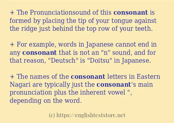 In-sentence examples of consonant