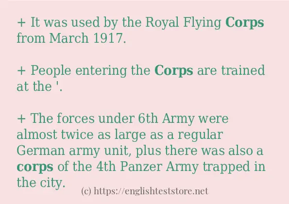 In sentence examples of corps