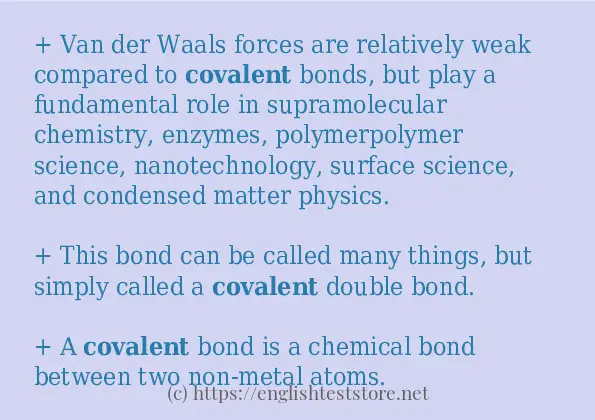 In-sentence examples of covalent