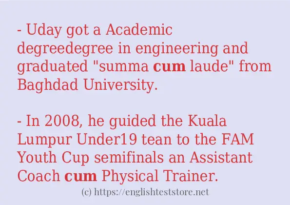 In-sentence examples of cum