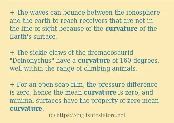 In-sentence examples of curvature