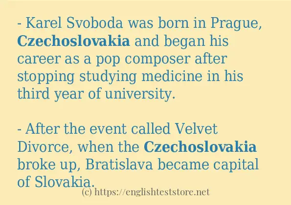 In sentence examples of czechoslovakia
