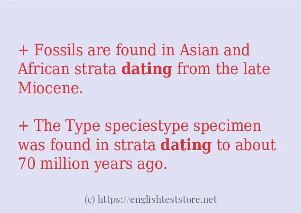 In sentence examples of dating