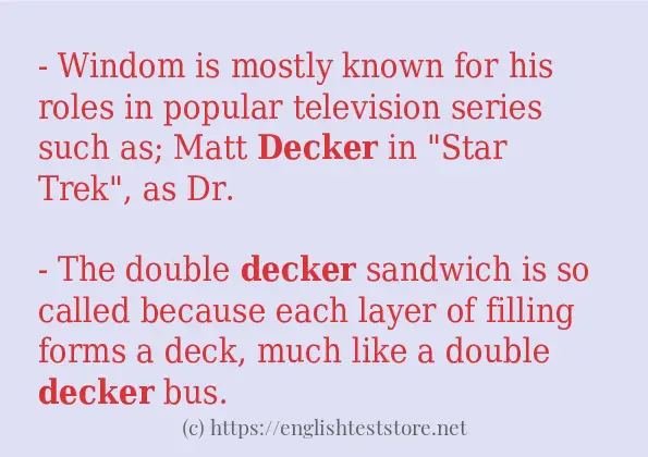 In sentence examples of decker
