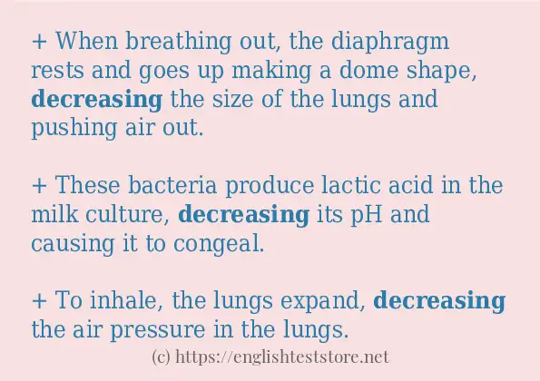 In-sentence examples of decreasing