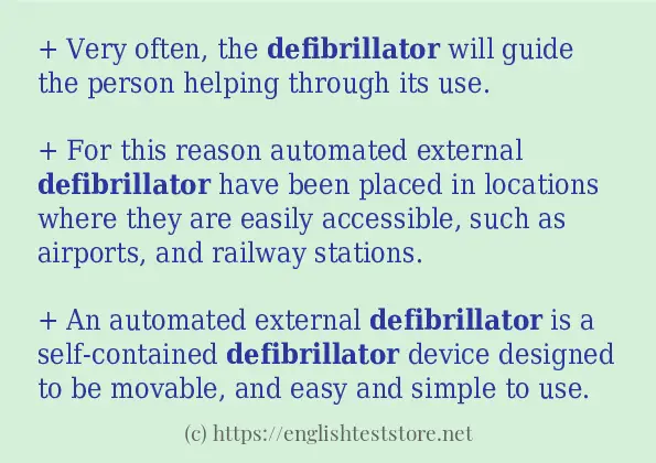 In-sentence examples of defibrillator