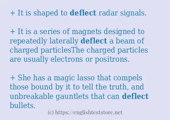 In sentence examples of deflect