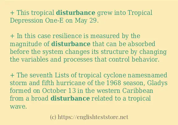 In sentence examples of disturbance