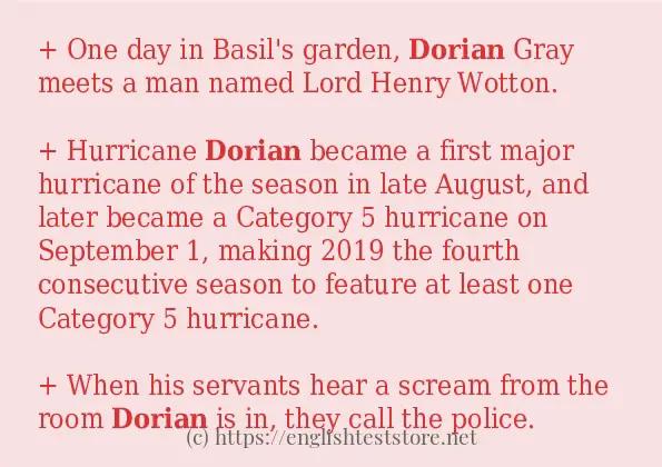 In sentence examples of dorian