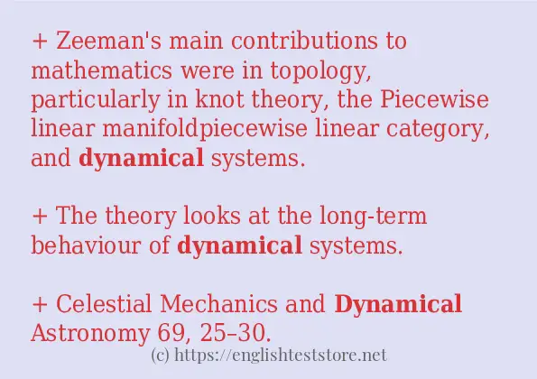 In-sentence examples of dynamical