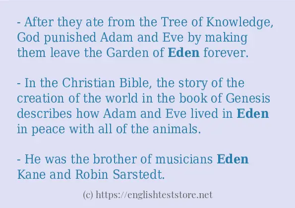 In-sentence examples of eden