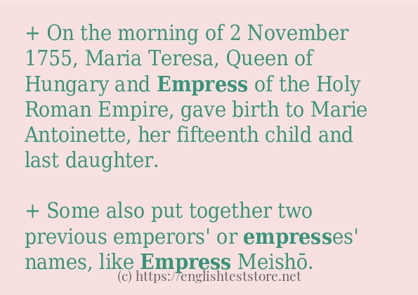 In-sentence examples of empress