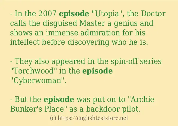 In-sentence examples of episode