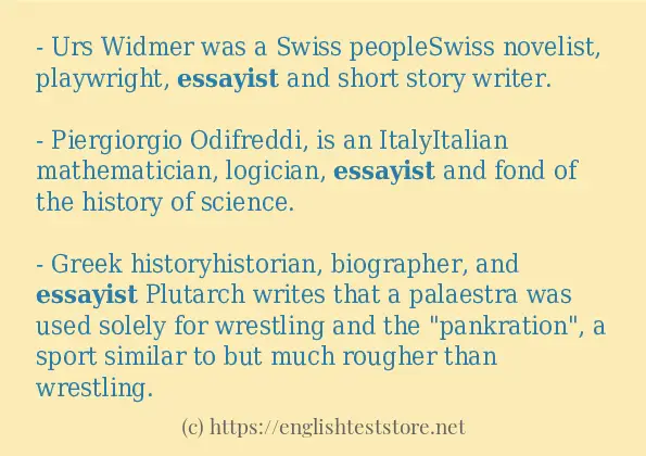 In sentence examples of essayist In sentence examples of essayist
