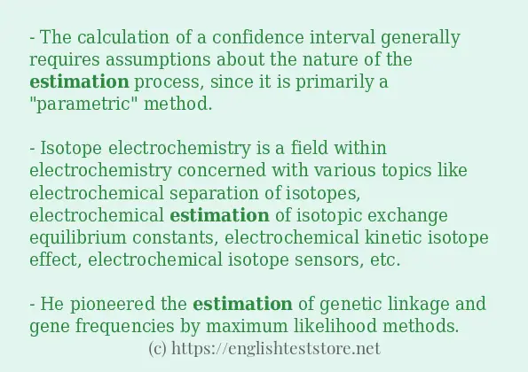 In-sentence examples of estimation