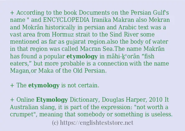 In-sentence examples of etymology