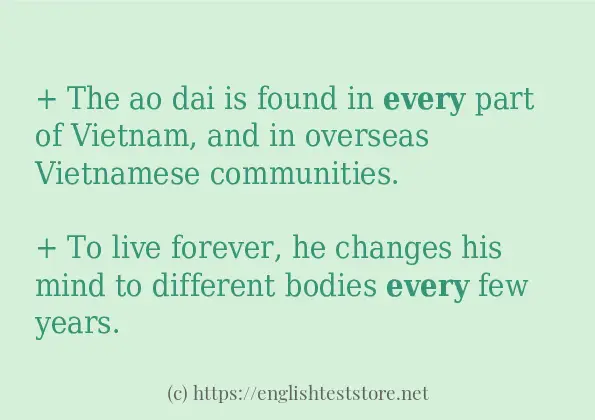 In sentence examples of every