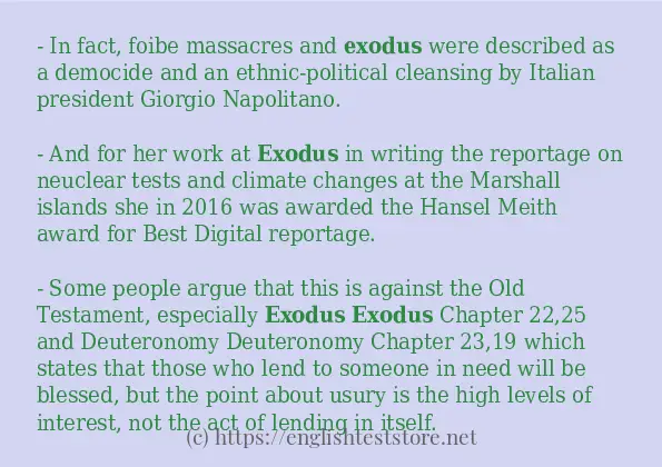 In sentence examples of exodus