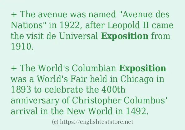 In sentence examples of exposition