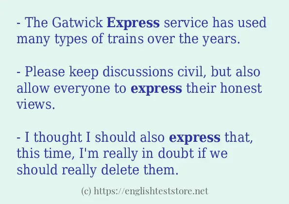 In-sentence examples of express