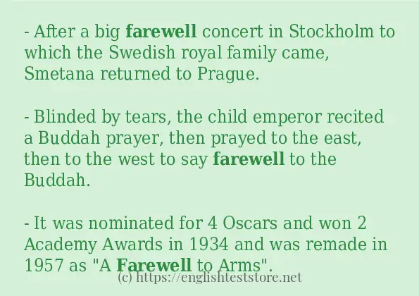 In-sentence examples of farewell