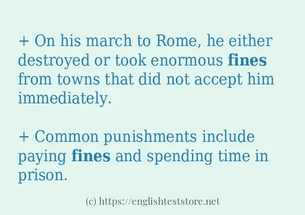 In sentence examples of fines