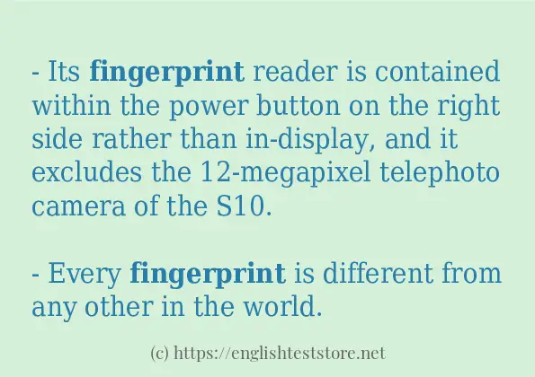 In-sentence examples of fingerprint